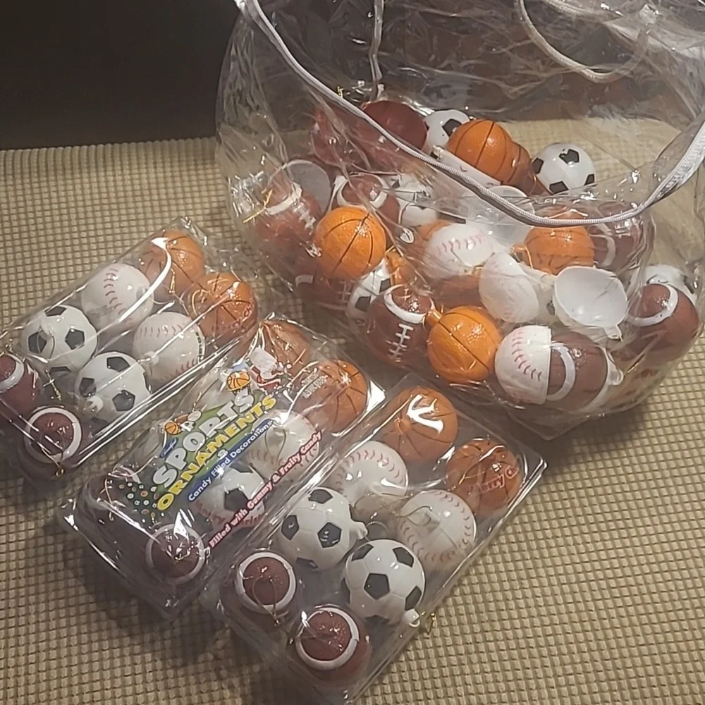 Decorative hanging sports ornaments soccer football basketball baseball 3 sets